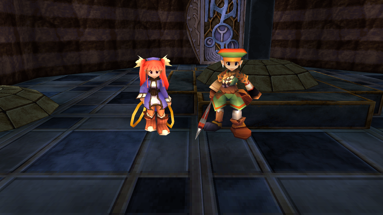 Rue and Mint facing the camera side by side in the Haunted Temple